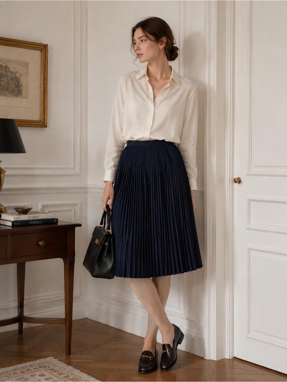 Vintage Gérard Pasquier Paris Pleated Wool Blend Skirt Made in France Size 40